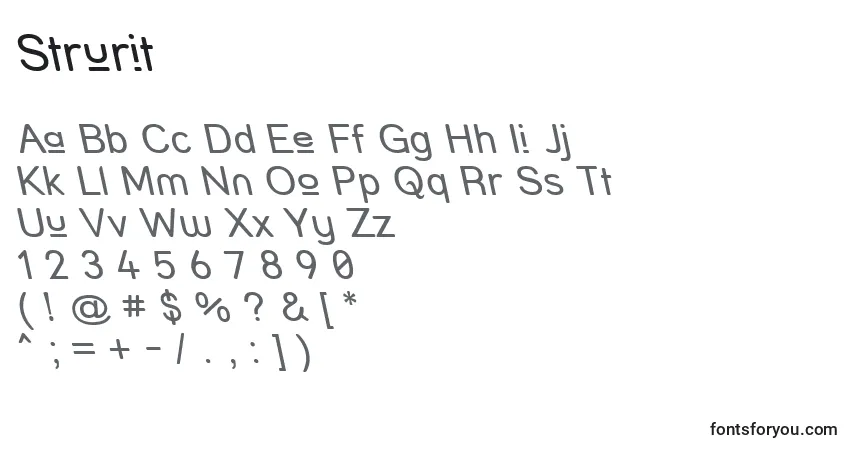 Fuente Strurit - alfabeto, números, caracteres especiales