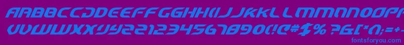 フォントStarfighterCadetBoldItalic – 紫色の背景に青い文字