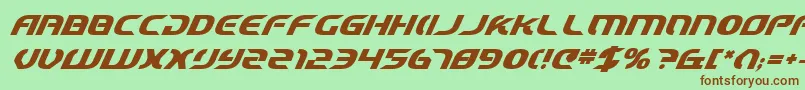 フォントStarfighterCadetBoldItalic – 緑の背景に茶色のフォント