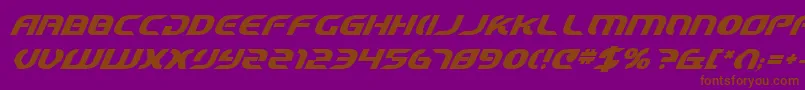 StarfighterCadetBoldItalic-fontti – ruskeat fontit violetilla taustalla