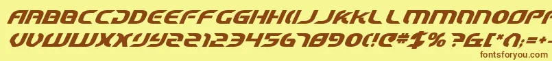 StarfighterCadetBoldItalic Font – Brown Fonts on Yellow Background