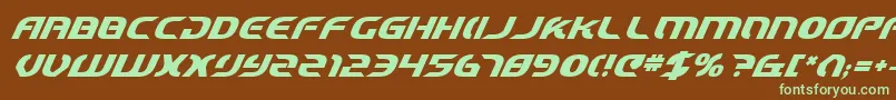 Czcionka StarfighterCadetBoldItalic – zielone czcionki na brązowym tle