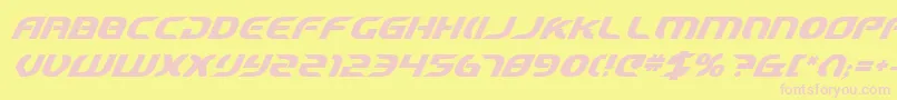 Fonte StarfighterCadetBoldItalic – fontes rosa em um fundo amarelo