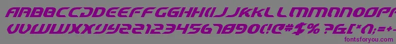 Czcionka StarfighterCadetBoldItalic – fioletowe czcionki na szarym tle
