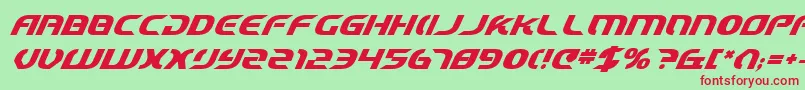 StarfighterCadetBoldItalic-fontti – punaiset fontit vihreällä taustalla