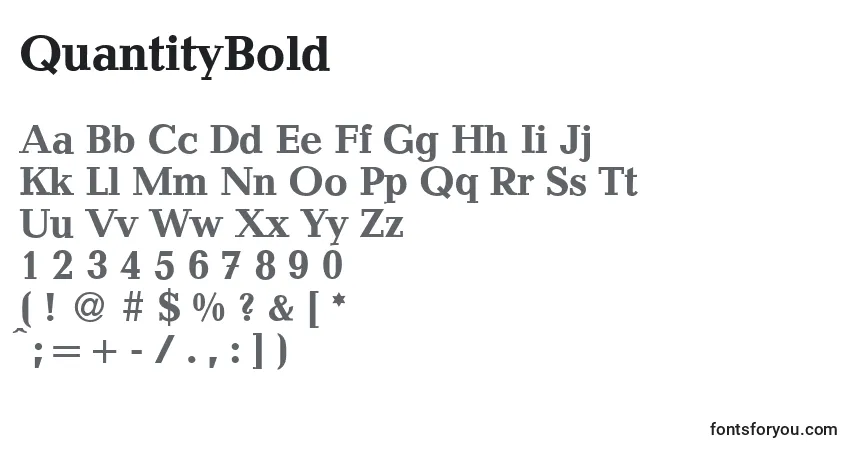 Schriftart QuantityBold – Alphabet, Zahlen, spezielle Symbole