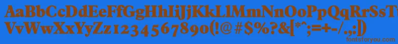 フォントFranciscoserialHeavyRegular – 茶色の文字が青い背景にあります。