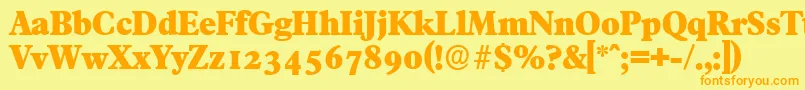 FranciscoserialHeavyRegular-Schriftart – Orangefarbene Schriften auf gelbem Hintergrund