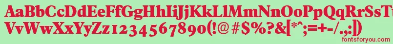 FranciscoserialHeavyRegular-fontti – punaiset fontit vihreällä taustalla
