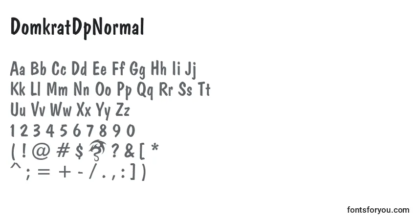 A fonte DomkratDpNormal – alfabeto, números, caracteres especiais