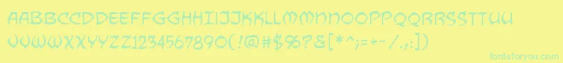 DragonbonesBb-Schriftart – Grüne Schriften auf gelbem Hintergrund