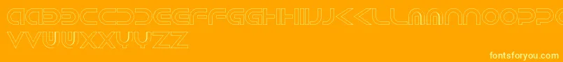 AndroidHollow-Schriftart – Gelbe Schriften auf orangefarbenem Hintergrund