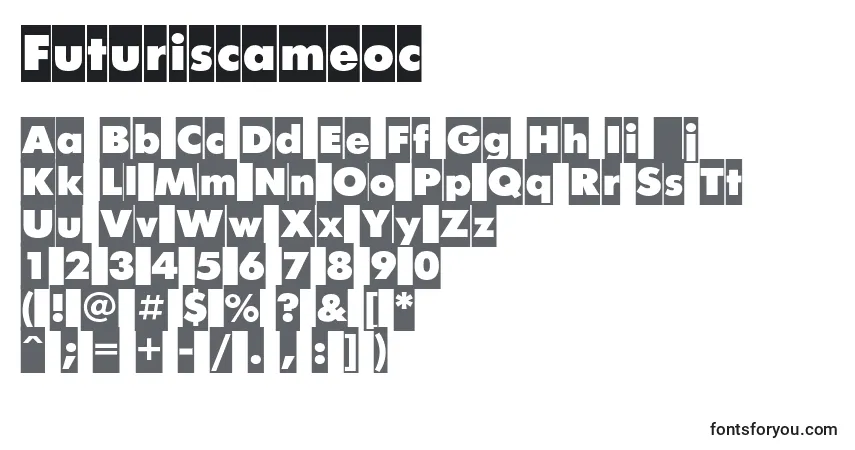 Czcionka Futuriscameoc – alfabet, cyfry, specjalne znaki