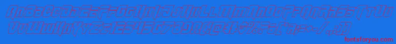 Omegaforceoutital Font – Red Fonts on Blue Background