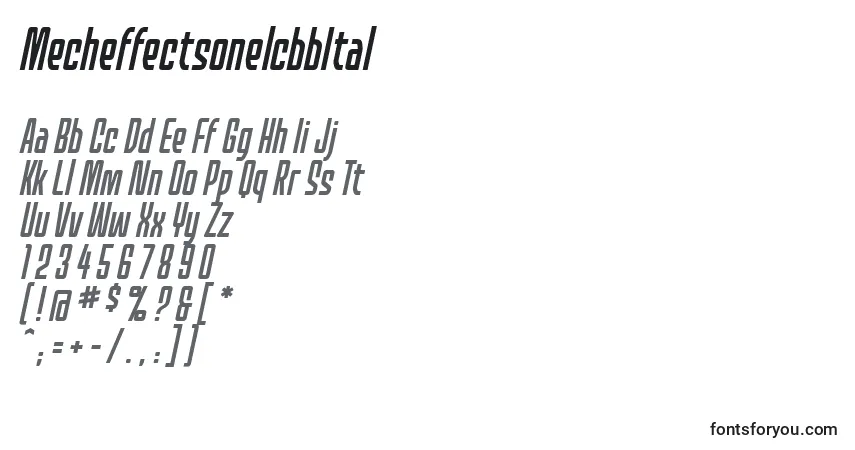 MecheffectsonelcbbItalフォント–アルファベット、数字、特殊文字