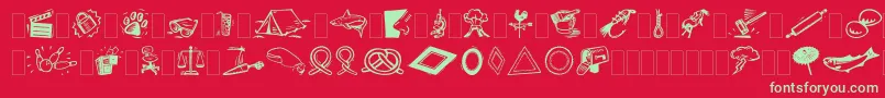 DfOrganicsIiaLetPlain.1.0-Schriftart – Grüne Schriften auf rotem Hintergrund
