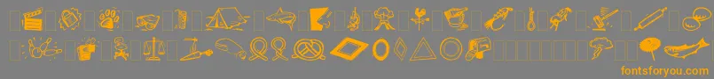 フォントDfOrganicsIiaLetPlain.1.0 – オレンジの文字は灰色の背景にあります。
