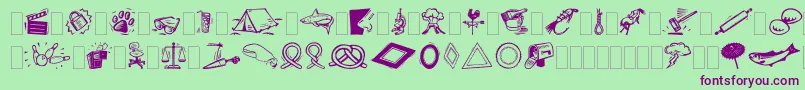 DfOrganicsIiaLetPlain.1.0 Font – Purple Fonts on Green Background