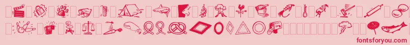 DfOrganicsIiaLetPlain.1.0 Font – Red Fonts on Pink Background