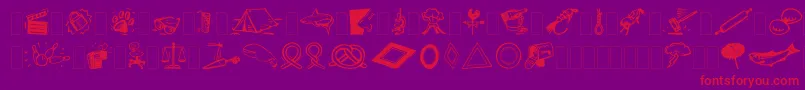 フォントDfOrganicsIiaLetPlain.1.0 – 紫の背景に赤い文字