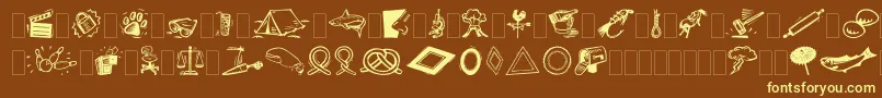 DfOrganicsIiaLetPlain.1.0 Font – Yellow Fonts on Brown Background