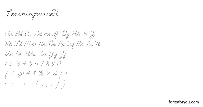 Czcionka LearningcurveTt – alfabet, cyfry, specjalne znaki
