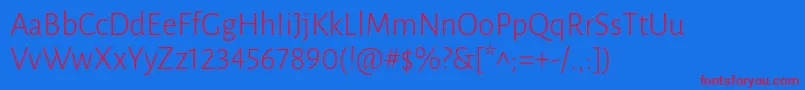 LunasansLight Font – Red Fonts on Blue Background