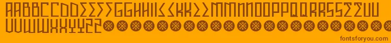 Fonte AnnihilatorDemo – fontes marrons em um fundo laranja