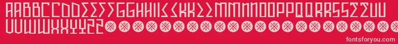 Czcionka AnnihilatorDemo – różowe czcionki na czerwonym tle