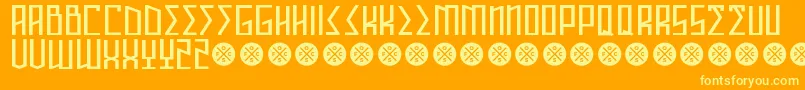 Fonte AnnihilatorDemo – fontes amarelas em um fundo laranja