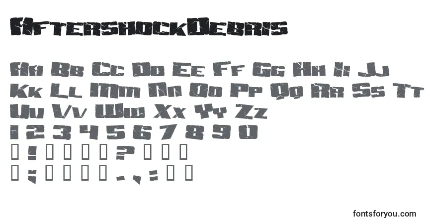 A fonte AftershockDebris – alfabeto, números, caracteres especiais
