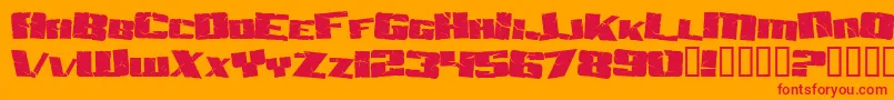 AftershockDebris-Schriftart – Rote Schriften auf orangefarbenem Hintergrund