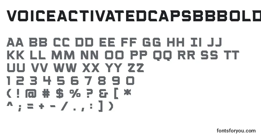 A fonte VoiceactivatedcapsbbBold – alfabeto, números, caracteres especiais