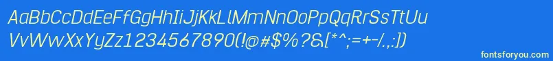 HurufoNumeroThinItalic Font – Yellow Fonts on Blue Background