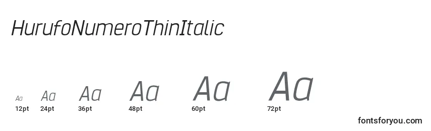 Размеры шрифта HurufoNumeroThinItalic