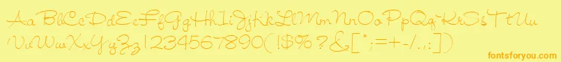 Jiffy-Schriftart – Orangefarbene Schriften auf gelbem Hintergrund