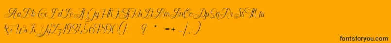 ChateauxDesOlives-Schriftart – Schwarze Schriften auf orangefarbenem Hintergrund