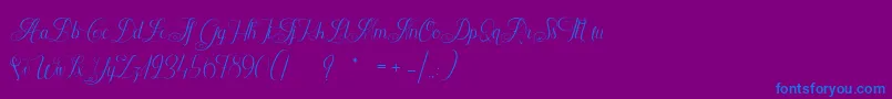 ChateauxDesOlives-Schriftart – Blaue Schriften auf violettem Hintergrund