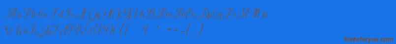 ChateauxDesOlives-Schriftart – Braune Schriften auf blauem Hintergrund