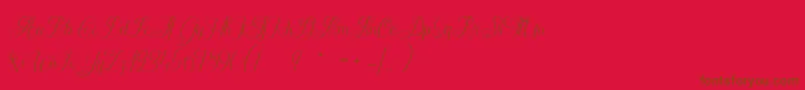 ChateauxDesOlives-Schriftart – Braune Schriften auf rotem Hintergrund