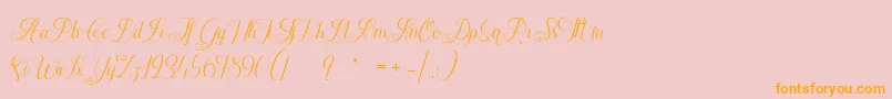 ChateauxDesOlives-Schriftart – Orangefarbene Schriften auf rosa Hintergrund