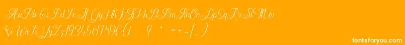 ChateauxDesOlives-Schriftart – Weiße Schriften auf orangefarbenem Hintergrund