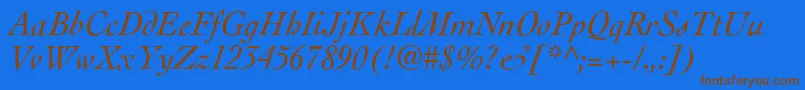 CockneyItalic Font – Brown Fonts on Blue Background