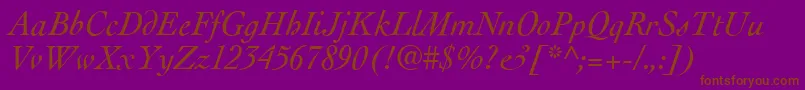 Fonte CockneyItalic – fontes marrons em um fundo roxo