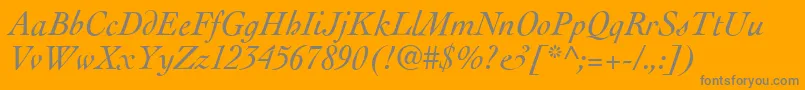 CockneyItalic-Schriftart – Graue Schriften auf orangefarbenem Hintergrund