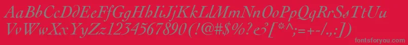 CockneyItalic-Schriftart – Graue Schriften auf rotem Hintergrund