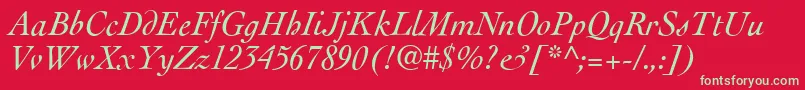 Fonte CockneyItalic – fontes verdes em um fundo vermelho