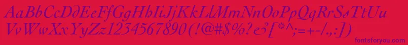 Fonte CockneyItalic – fontes roxas em um fundo vermelho