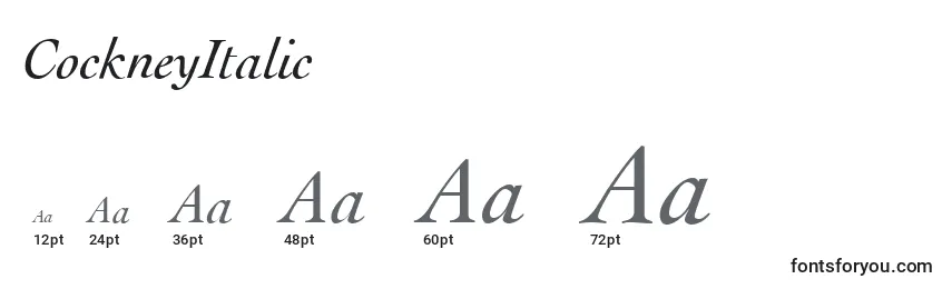 Размеры шрифта CockneyItalic