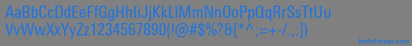 UniversNextProCondensed-Schriftart – Blaue Schriften auf grauem Hintergrund